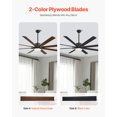 thumbnail image 2 of VEVOR 72 Inch Ceiling Fan with Light 6-Speed Remote Control Reversible Motor Black, 2 of 9