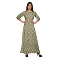 thumbnail image 1 of Moomaya Robe Longue à Col Rond à Manches 3/4 pour Femmes Grande Taille Vêtements d'Été, 1 of 3