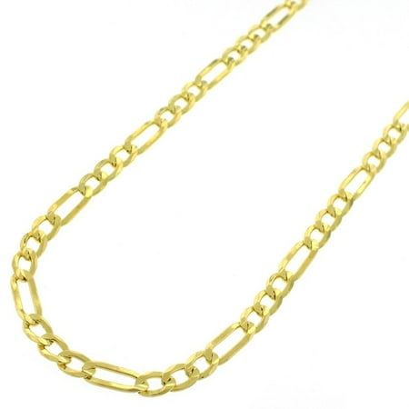 Gold Plated Figaro Chain Sterling Silver Italian 3.5mm Figaro Link ITProLux Solid 925 Yellow Gold Plated Necklace Chain 20