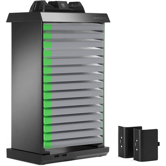 Snakebyte Charge Tower Pro - Station d'Accueil Double pour 2 Contrôleurs, 2 Blocs-Batteries, 2 Ports USB et Stockage pour 15 Jeux - Xbox One - Xbox One -