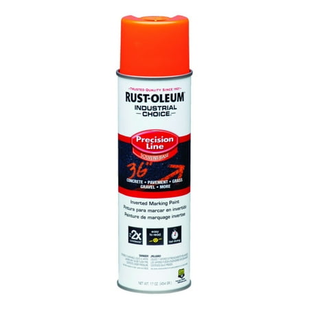 RUST-OLEUM 203027 Industrial Choice 17-Ounce Fluorescent Orange Precision Line Inverted Aerosol Marking Paint
