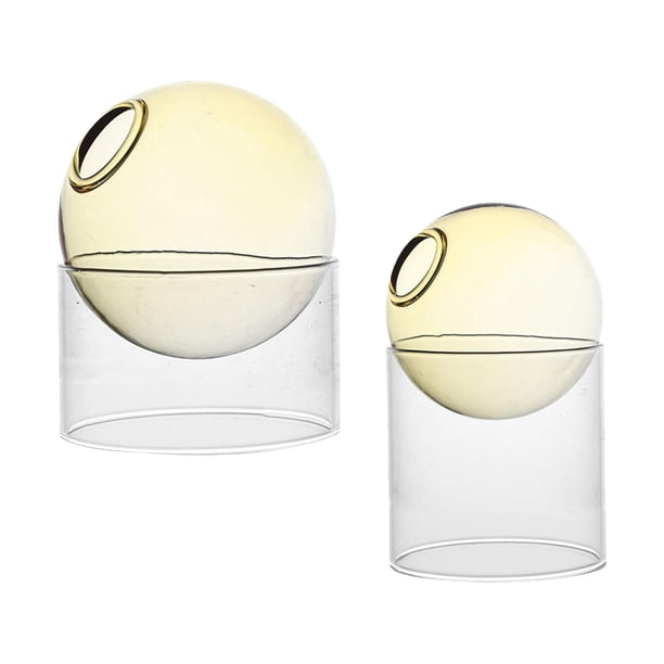Jarrón de cristal transparente de estilo nórdico de 2 piezas, maceta para flores, jarrón de escritorio, decoración Amarillo