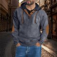 thumbnail image 5 of Men's Big and Tall Corduroy Hooded Sweatshirt with Color Block Design and Stand Collar, 5 of 7