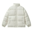 thumbnail image 2 of hlysgo Men's Puffer Jackets no Hood Shiny Full Zip up Quilted Puffy Jacket Men's Winer Coats Heavyweight Thermal Padded Outerwear Coat White XXXL, 2 of 4