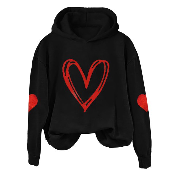 WZXFASHION Valentines Day Sweatshirt Women Red Love Heart Graphic