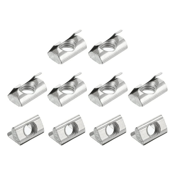 10Pcs M6 T Nut Roll in Spring Carbon Steel Nickel Plated 2020 Series