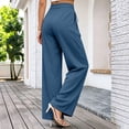 thumbnail image 5 of Women Tie Waist Pleated Wide Leg Trousers Sevevn High Waist Flowy Loose Fit Dress Pants With Side Pockets, Varied Solid Color Options For Office Work Dating Vacation And Everyday Casual Dressing, 5 of 7