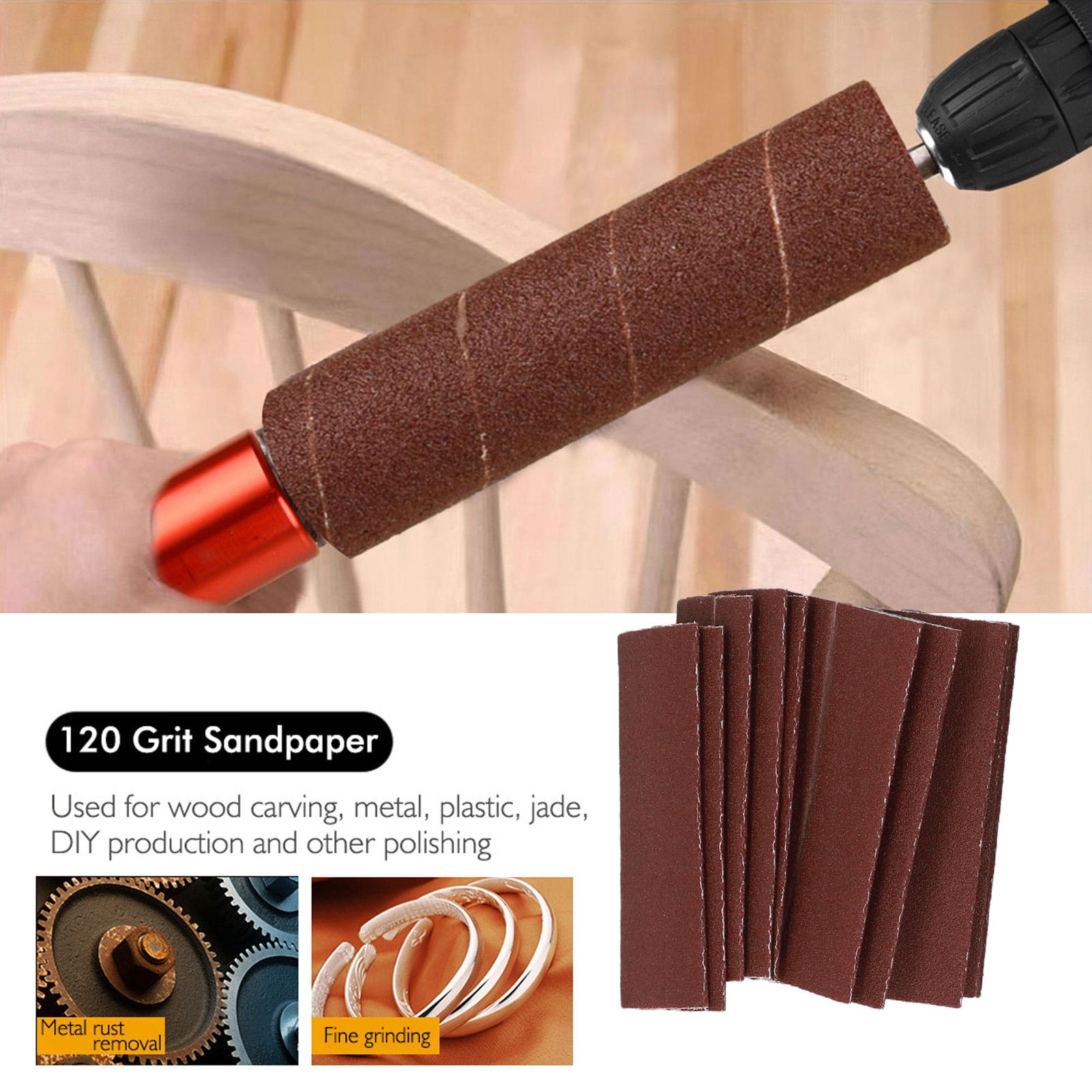 Riousery Spindle Sander Adapter 3/8in Mandrel Aluminum Alloy Drill Sanding Mandrel Kit for Wood Metal Plastic Glass and Stone Polishing, 13-Piece Set for Dremel Rotary Tools