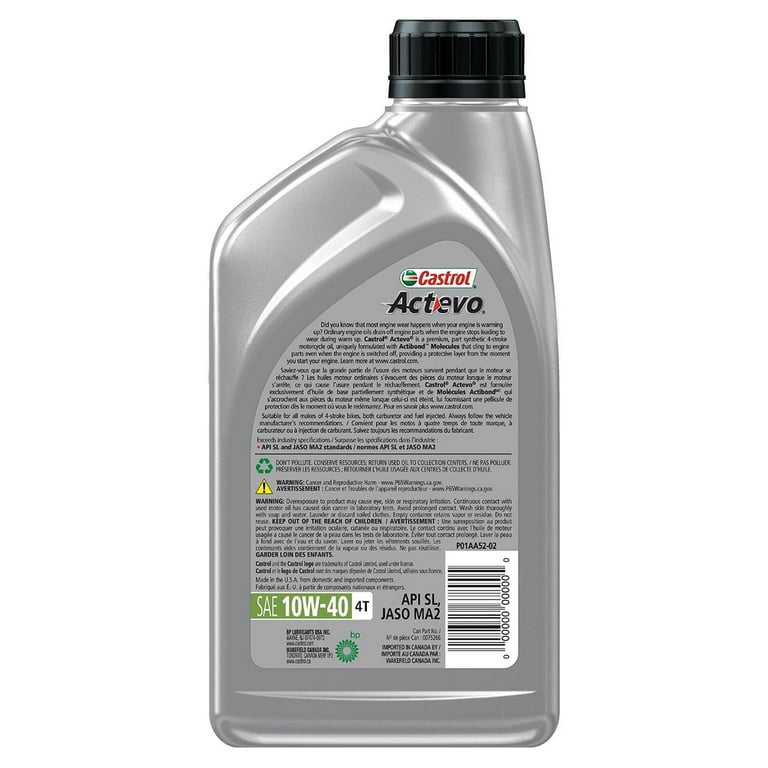 Aceite Castrol Actevo Semi Sintetico 4T 10W-40 946Ml - ZONABIKER LA 21