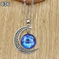 thumbnail image 5 of Jiaroswwei Women Fashion Galactic Glass Alloy Chain Crescent Moon Pendant Necklace, 5 of 8