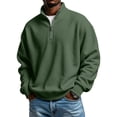 thumbnail image 2 of Dwellite Mock Neck Sweaters for Men Quarter Zip Waffle Knit Pullover Business Casual Mock Neck Long Sleeve Sweater Army Green M, 2 of 4