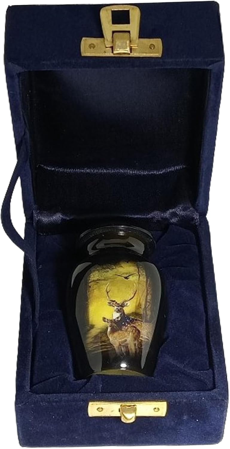 UR Keepsake Urn –Charming Deer Keepsake Cremation Urn for Human Ashes with Velvet Box & Velvet Bag-Mini Keepsake Urn - Affordable Keepsake Urn (3 cu.in)