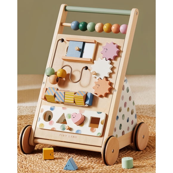 Baby Walker Tiny Land Wooden, velocidad ajustable con juguetes