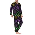 thumbnail image 2 of Picia Mardi Gra Geometric Pattern Men’s Long-Sleeve Sleepwear Set - Soft 2-Piece Loungewear with Pockets, Comfy PJs for Relaxing Nights-Small, 2 of 7