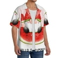 thumbnail image 2 of KLL Watermelon Gnome Print Men's Shirt Short Sleeve Button Down Summer Cuba Beach Shirts- X-Large, 2 of 5