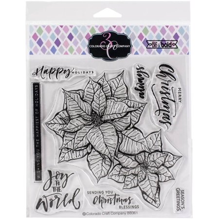 UPC: 0810043853613 | Colorado Craft Company Clear Stamps 6 X6 -Poinsettia Blessings-Big & Bold