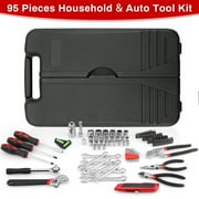 TLGREEN 95-Piece Mechanics Tool Set, Car Tool Kit with Adjustable Wrench, Pliers, Sockets & Bits, Perfect Gift for Father, Husband, and Friend (Red)