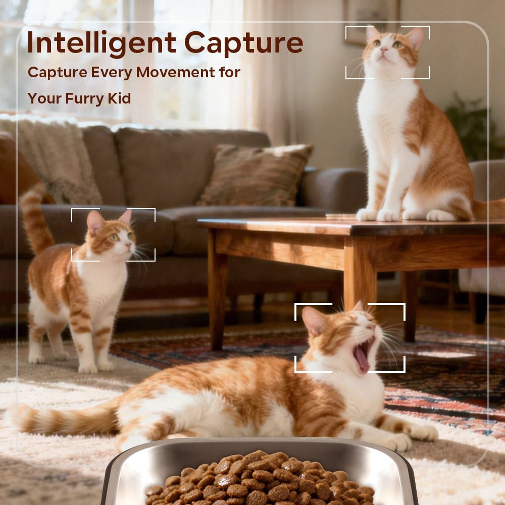 Myonaz 5L Automatic Cat Feeder with Camera 1080P HD, 2.4G/5G WiFi App Control, 2-Way Audio&Video Automatic Cat Food Dispenser (Black)