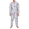 thumbnail image 3 of Disketp Lavender Flowers Mens Pajama Set, Soft Warm Long Sleeve Sleepwear, Cozy Button-Down Pjs for Men-Small, 3 of 7