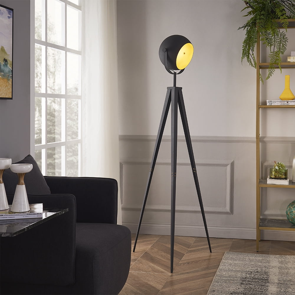 ROSEN GARDEN Tripod Stand Black Floor Lamp, Light Direction Adjustable, Vintage Industrial