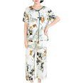thumbnail image 1 of Ensemble de Détente Mode Deux Pièces pour Femmes, Pyjama Vintage à Manches Courtes, Confort, Navy, TG, 1 of 5
