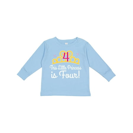 

Inktastic 4th Birthday Princess Girls Crown Gift Toddler Toddler Girl Long Sleeve T-Shirt