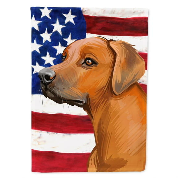 Rhodesian Ridgeback Dog American Flag Garden Flag