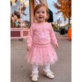 thumbnail image 5 of RUINIXCW Toddler Baby Girl Halloween Thanksgiving Outfit Infant Baby Girl Fall Winter Clothes Pumpkin Long Sleeve Sweatshirt with Tulle Tutu Skirt Set, 5 of 7