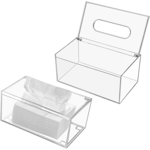 Hiziwimi 2PCS Flip Acrylic Tissue Box Holder Tissue Holder with Lid