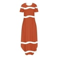thumbnail image 4 of Annhoo Robe Maxi d'Été pour Femmes Rayée Imprimée Ourlet Irrégulier Manches Courtes Col Rond Robe Décontractée Tendance avec Poche, 4 of 6