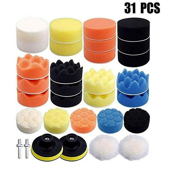31pcs 80mm Buffing Pad Polishing Sponge Polishing Kit For With M14 Drill Bit For Car Sanding Buffing For Ro/da Dual Action Polisher Buffing