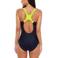 thumbnail image 6 of Women's Color Block One-Piece Swimsuit Racerback Slim Unitard Athletic Swimwear, 6 of 6