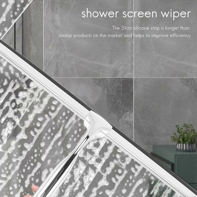 Squeegee Stainless Steel Shower Wiper 31cm Shower Squeegee Without Drilling Window Puller with Wall