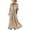 Khaki, variant on Levmjia Womens Dress V Neck Casual Short Sleeve Flowy Long Solid Color Vacation Beach Party Wear Elegant Comfortable Breathable Travel Outfit Summer