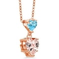thumbnail image 4 of Gem Stone King 2.51 Ct Peach Nano Morganite Swiss Blue Topaz 18K Rose Gold Plated Silver Pendant with Chain, 4 of 5