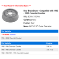 Rear Brake Drum - Compatible with 1982 - 2002 Chevy Cavalier 1983 1984 ...