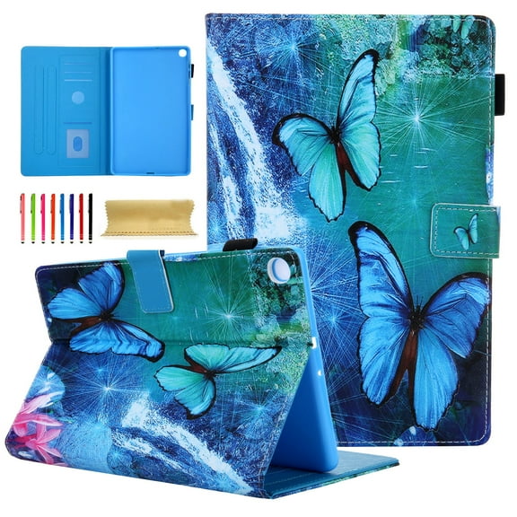 Dteck for Samsung Galaxy Tab A7 10.4'' 2020 Case (SM-T500/T505/T507) Model, Multi-Angle Viewing Smart Stand Back Cover with Card Slots,09# Green Butterfly
