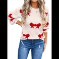 thumbnail image 3 of Suéter de Mujer Otoño 2025 - Jersey de Larga con Cuello Redondo, Jersey de Punto Oversize, Jersey Informal con Estampado Rojo L, 3 of 10
