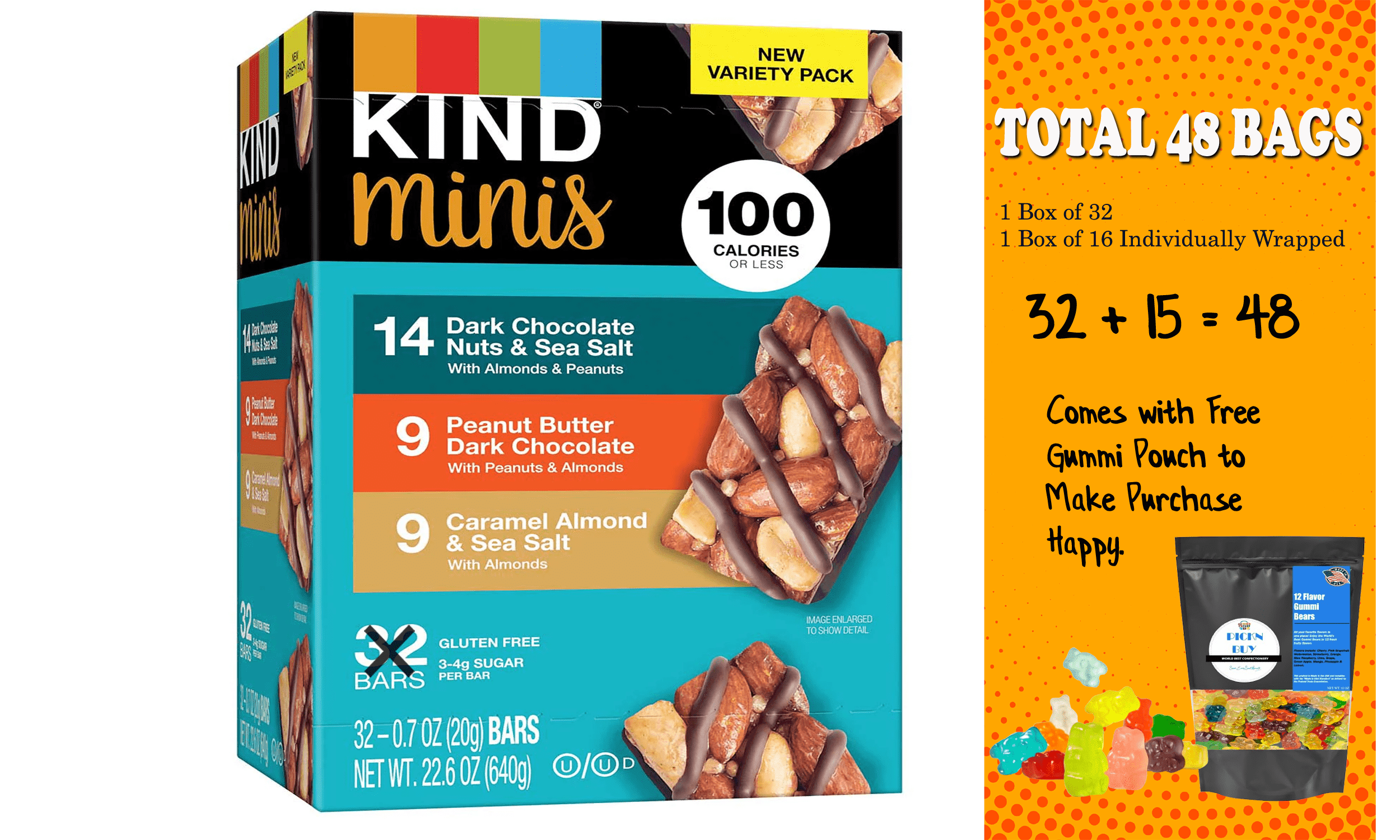 Kind Snacks Mini Nut Bar, Variety Pack, 32 ct.
