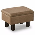 thumbnail image 2 of Foot Stool Ottomans Linen Footrest Storage Ottoman Step Stool Seat with Solid Wood Legs Modern Accent Stools for Couch Living Room Brown, 2 of 7