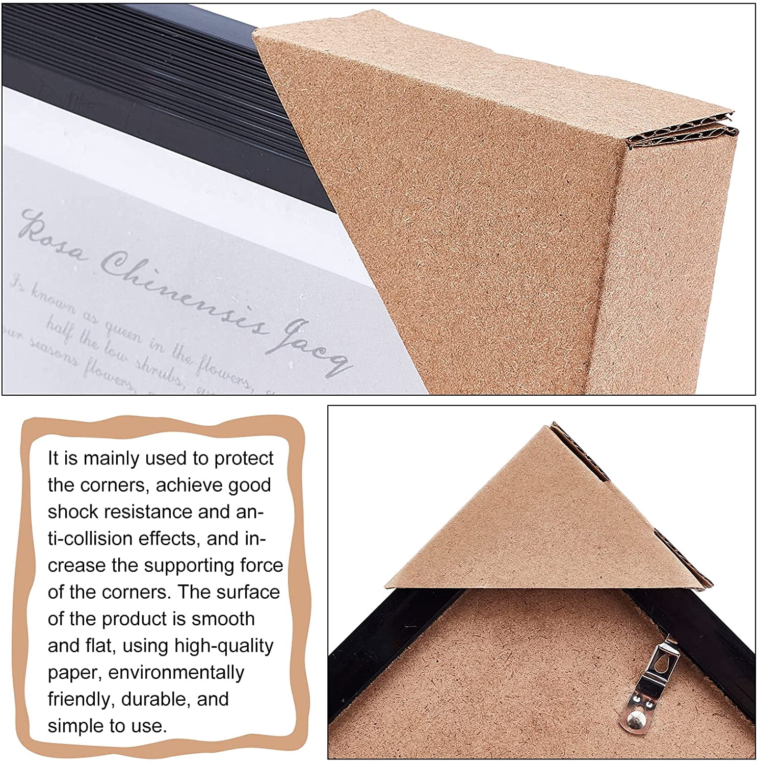 PH Frame Corner Protectors - 100pcs Cardboard Protectors Frame Cardboard Corner Protectors for Shipping Packing or Moving Fits Frames 0.78 Wide Beige DIY
