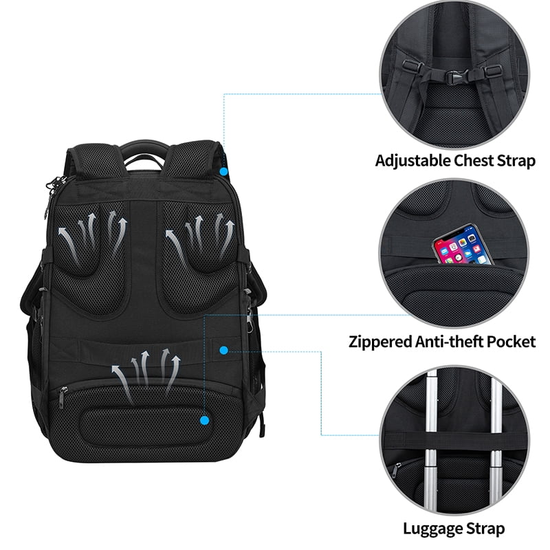 KROSER Travel Laptop Backpack 18.4 Inch XXXL Gaming Backpack with Hard Shell Saferoom RFID Pockets Water-Repellent Business College Daypack Stylish Laptop Bag for Men/Women