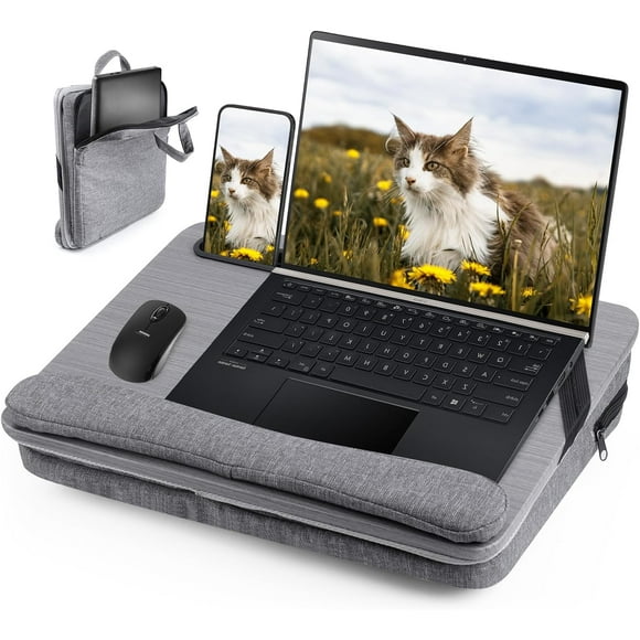 UTAH-Portable Lap Desk with Cushion and Storage Bag - Home Office Workstation for Couch or Bed, Computer Laptop Stand- Accommodates up to 15.6 Inch Laptop