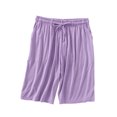 thumbnail image 2 of Utoimkio Women's Pajama Shorts Soft Comfy Lounge Bottom Solid Color Elastic Waist Knee Length Shorts Home Sleepwear with Pockets Size M-XXL, 2 of 5