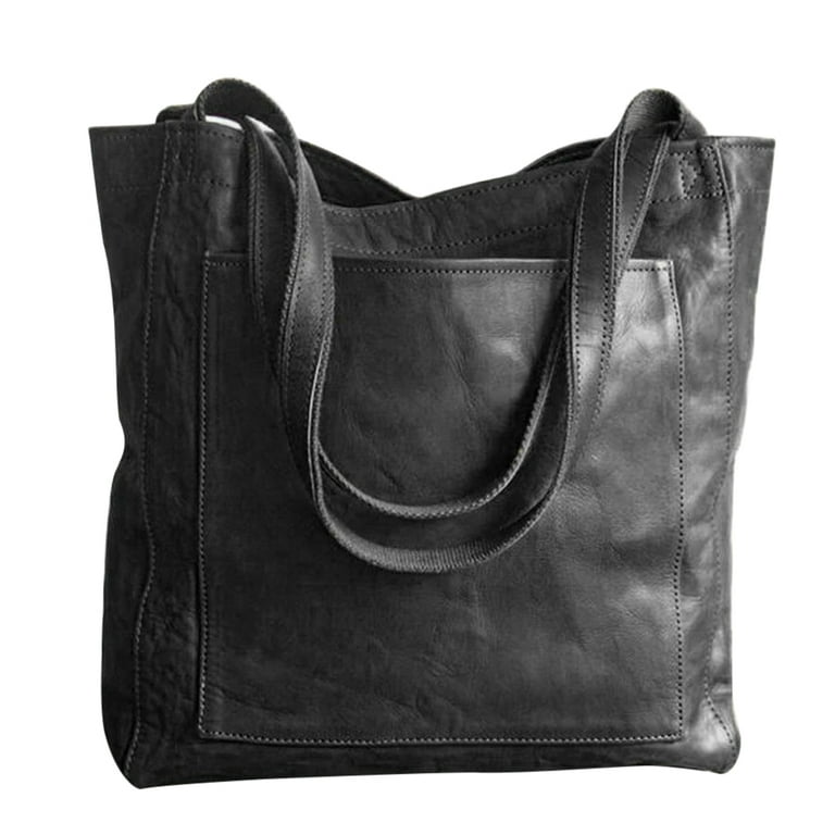 Tote Bag for Women Large Capacity Black Women Shoulder Bag Soft PU