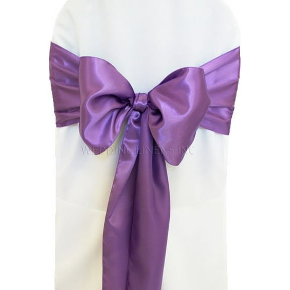 Wedding Linens Inc. (10pcs) 8" x 108" Satin Chair Sashes Chair Sash Bow ties for Wedding Party Catering Banquet Decoration Events - Victoria Lilac
