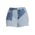 thumbnail image 5 of Madden NYC Juniors' Plus Size Two Tone Denim Block Mom Shorts, 5 of 5