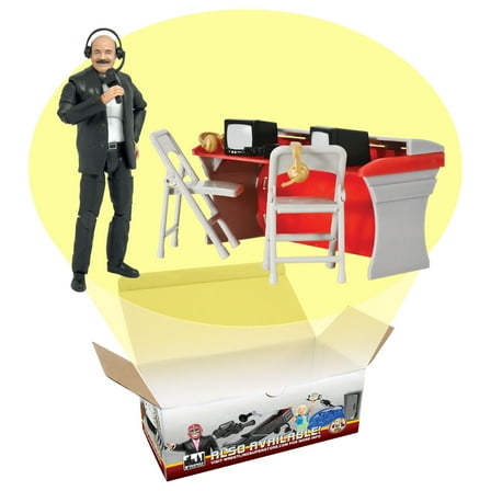 Deluxe Commentators Playset with Announcer Figure for WWE & AEW Wrestling Action Figures