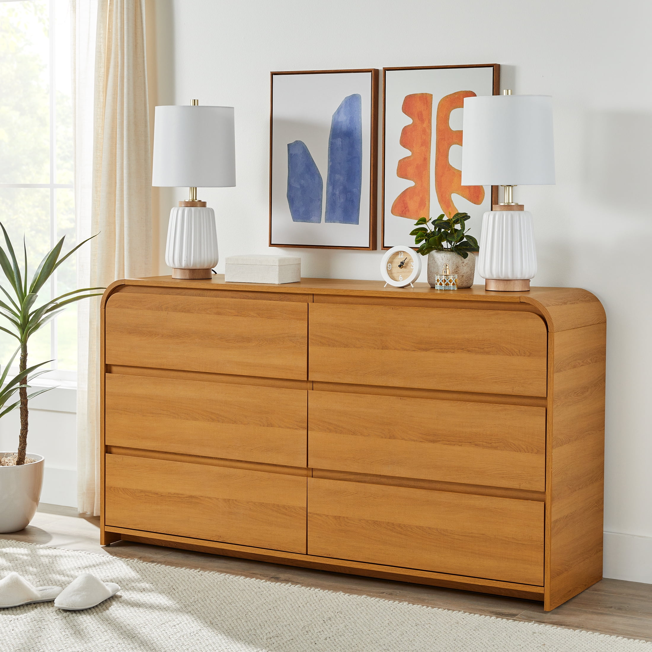 Better Homes & Gardens Juliet 6 Drawer Dresser, Light Honey Finish