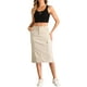 thumbnail image 2 of Falda Midi de Mujer Inspire Chic, Cintura Alta, Espalda Elástica, de Pana, Talla XS, Color Crema, 2 of 6